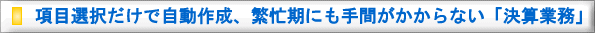 項目選択だけで自動作成、繁忙期にも手間がかからない「決算業務」
